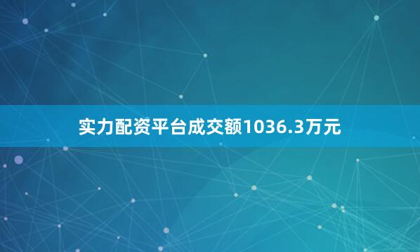 实力配资平台成交额1036.3万元
